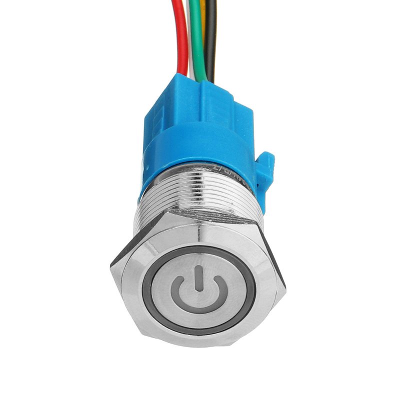 19mm Metalowy Samoblokujący Przełącznik 12v Led 5pin On-off Wciskany Z Wodoodpornym Drutem