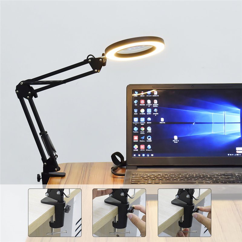 Szkło Powiększające Usb Led 3 Kolory Podświetlana Lampa Powiększająca Lupa Czytanie / Przeróbka / Lutowanie