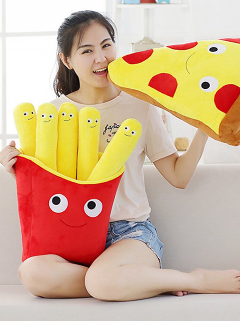 3d 50 cm Cute Cartoon Expression Pizza Frytki Poduszki Kreatywne Nadziewane Pluszowe Zabawki Home Decor