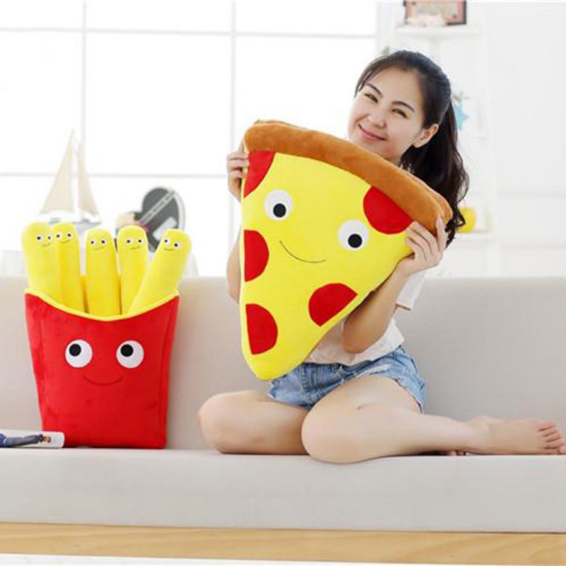 3d 50 cm Cute Cartoon Expression Pizza Frytki Poduszki Kreatywne Nadziewane Pluszowe Zabawki Home Decor