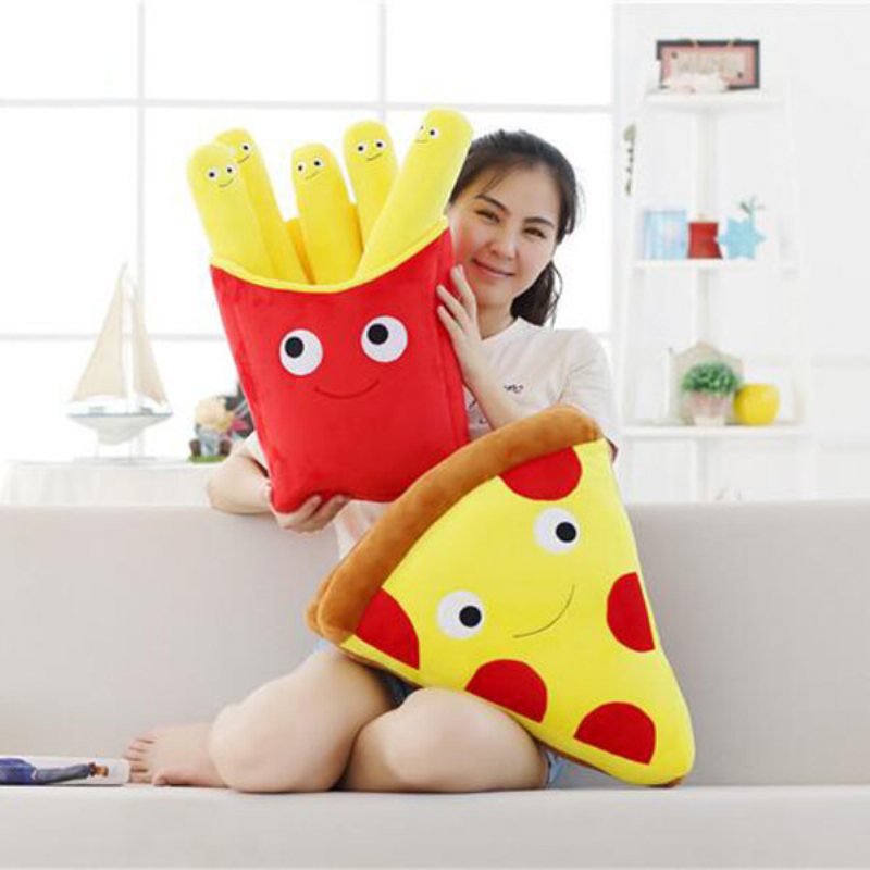 3d 50 cm Cute Cartoon Expression Pizza Frytki Poduszki Kreatywne Nadziewane Pluszowe Zabawki Home Decor