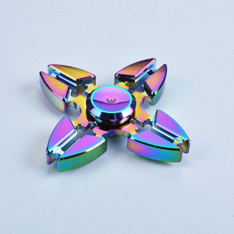 4 Point Rainbow Aluminium Fidget Hand Spinner Finger Toy Edc Focus Kids Adult