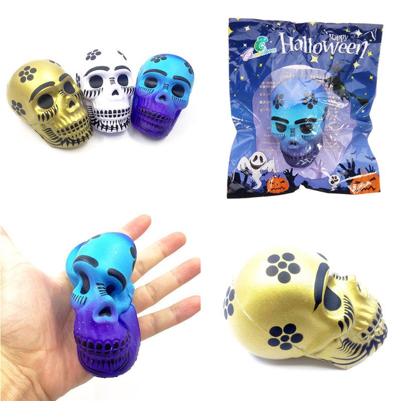 Chameleon Squishy Skull Szkielet Głowa 10 cm Halloween Decor Powolne Rośnie Z Opakowania Prezent Zabawka