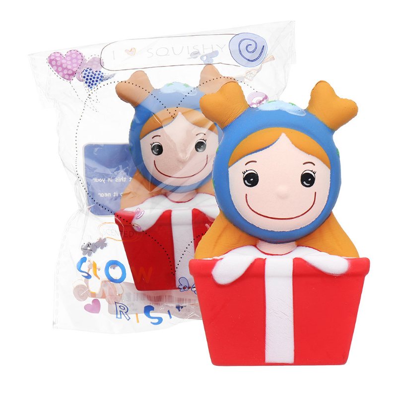 Kawaii Christmas Elk Girl Squishy Wolno Rosnąca Miękka Zabawka Prezent Kolekcja Z Opakowaniem