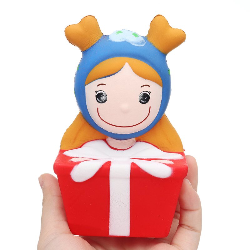 Kawaii Christmas Elk Girl Squishy Wolno Rosnąca Miękka Zabawka Prezent Kolekcja Z Opakowaniem