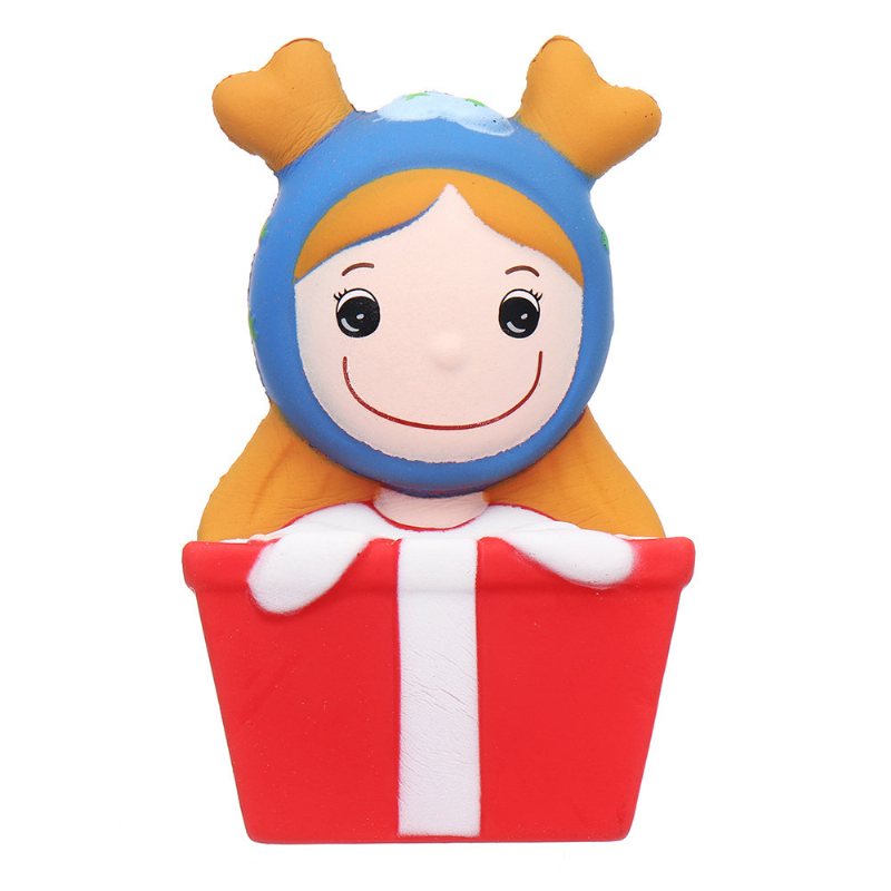 Kawaii Christmas Elk Girl Squishy Wolno Rosnąca Miękka Zabawka Prezent Kolekcja Z Opakowaniem