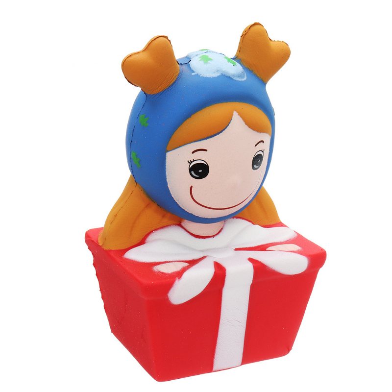 Kawaii Christmas Elk Girl Squishy Wolno Rosnąca Miękka Zabawka Prezent Kolekcja Z Opakowaniem