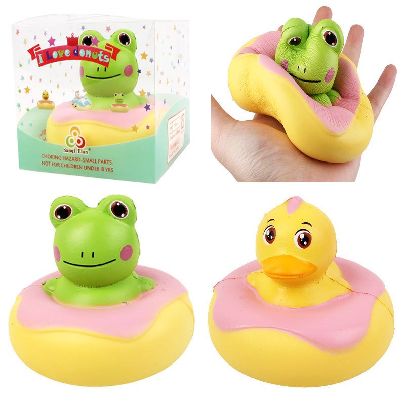 Kawaii Żaba Kaczka Squishy Powolny Wzrost Z Opakowaniem Kolekcja Prezent Miękka Zabawka