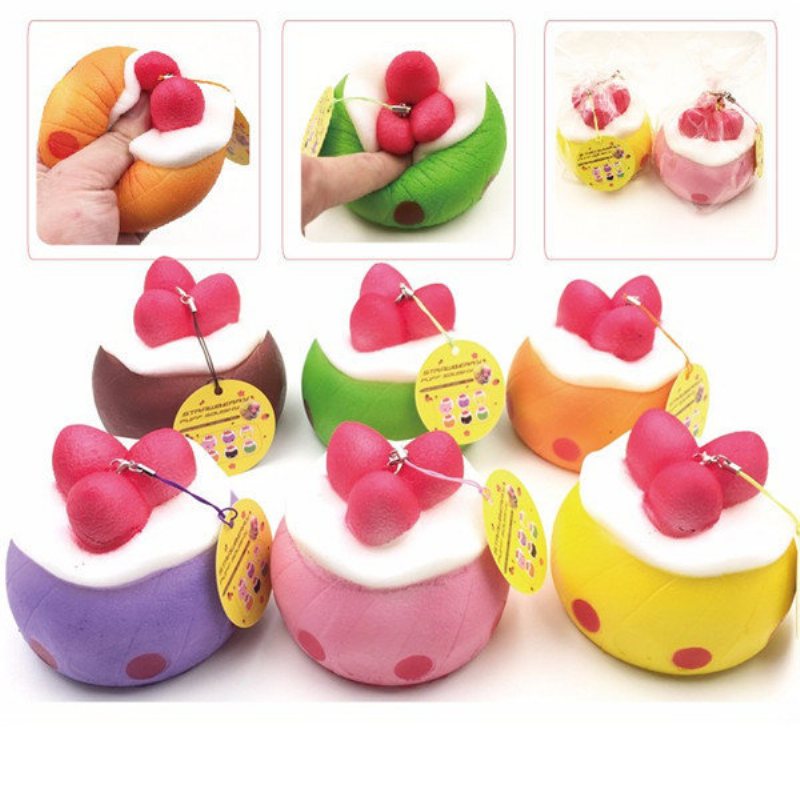 Kawaii Squishy Strawberry Puff Powolny Wzrost Torba Na Telefon Pasek Wiszący Kolekcja Prezent Zabawka