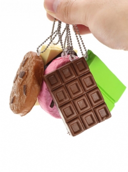 Kawaii Squishy Tag Zabawki Crack Chocolate Bar Biscuit Cracker Sound Collection Gift Decor Toy