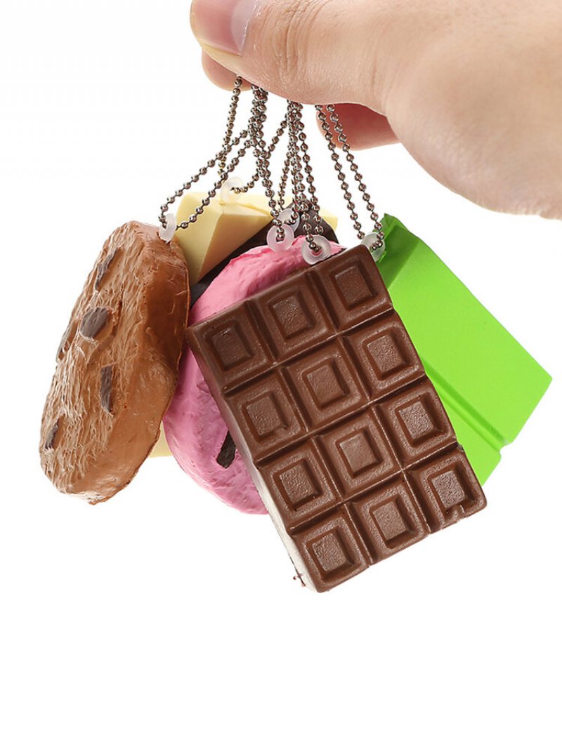 Kawaii Squishy Tag Zabawki Crack Chocolate Bar Biscuit Cracker Sound Collection Gift Decor Toy