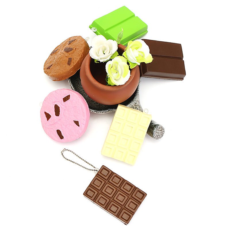 Kawaii Squishy Tag Zabawki Crack Chocolate Bar Biscuit Cracker Sound Collection Gift Decor Toy