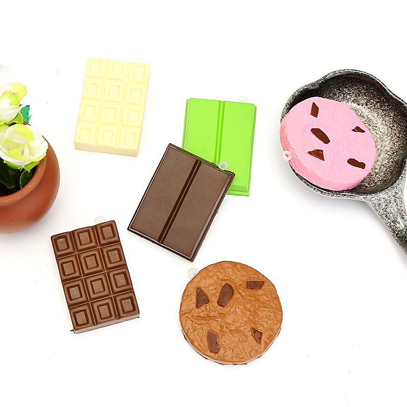 Kawaii Squishy Tag Zabawki Crack Chocolate Bar Biscuit Cracker Sound Collection Gift Decor Toy