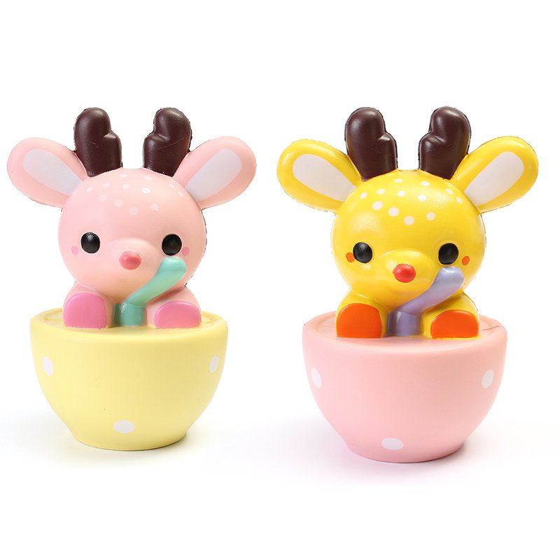 Leilei Squishy Jumbo Filiżanka Deer Elk 14cm Powolny Wzrost Oryginalne Opakowanie Prezent Kolekcja Decor Toy