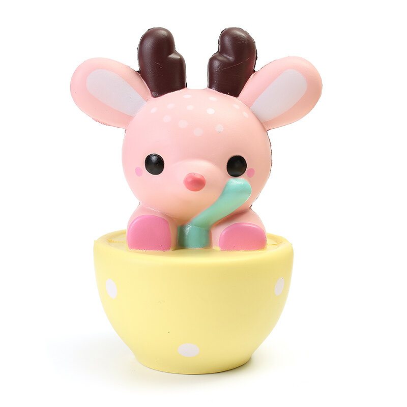 Leilei Squishy Jumbo Filiżanka Deer Elk 14cm Powolny Wzrost Oryginalne Opakowanie Prezent Kolekcja Decor Toy