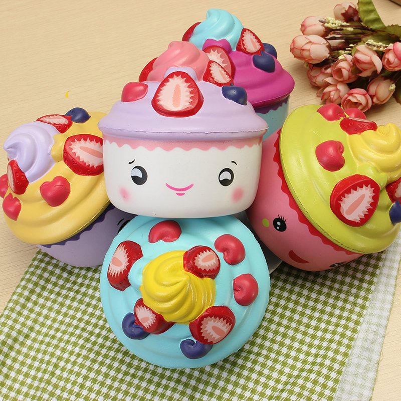 Leilei Squishy Truskawkowy Kubek Do Lodów Owocowych Cupcake Powolny Wzrost Oryginalne Opakowanie Kolekcja Prezent