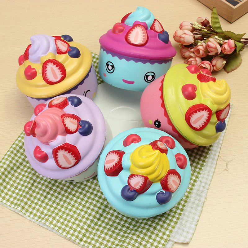 Leilei Squishy Truskawkowy Kubek Do Lodów Owocowych Cupcake Powolny Wzrost Oryginalne Opakowanie Kolekcja Prezent