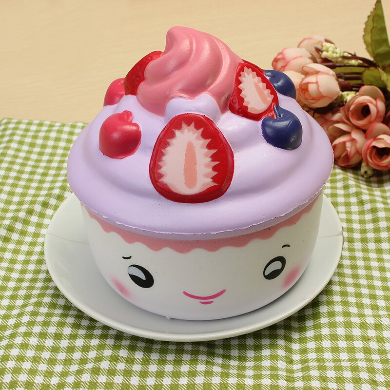 Leilei Squishy Truskawkowy Kubek Do Lodów Owocowych Cupcake Powolny Wzrost Oryginalne Opakowanie Kolekcja Prezent