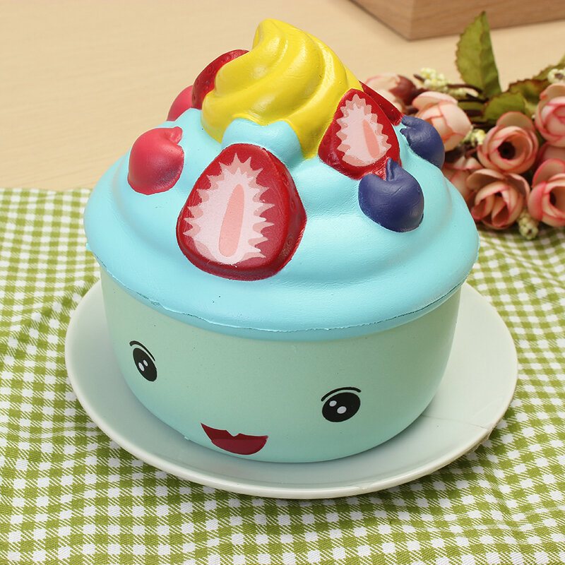 Leilei Squishy Truskawkowy Kubek Do Lodów Owocowych Cupcake Powolny Wzrost Oryginalne Opakowanie Kolekcja Prezent