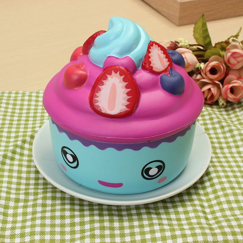 Leilei Squishy Truskawkowy Kubek Do Lodów Owocowych Cupcake Powolny Wzrost Oryginalne Opakowanie Kolekcja Prezent