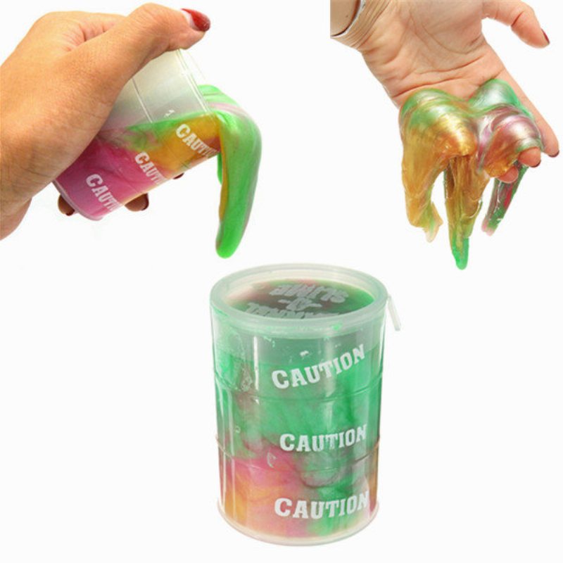 Rainbow Colors Transparent Slime Toys Stress Relief Clay