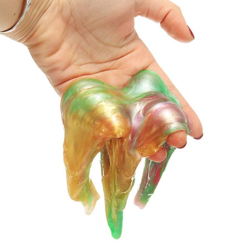 Rainbow Colors Transparent Slime Toys Stress Relief Clay