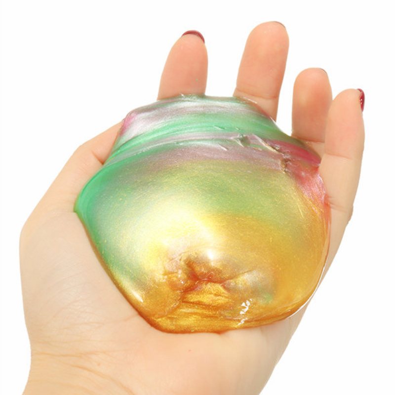 Rainbow Colors Transparent Slime Toys Stress Relief Clay