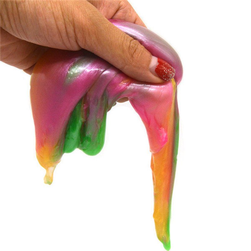 Rainbow Colors Transparent Slime Toys Stress Relief Clay