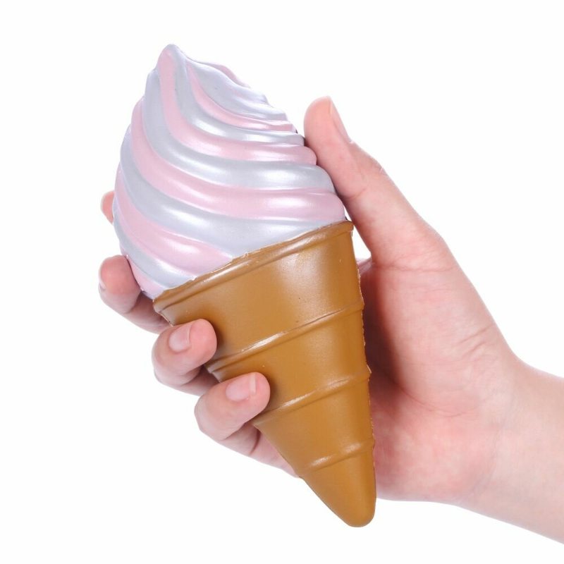 Vlampo Squishy Ice Cream Cone Różowy Biały Powolne Rośnie Oryginalne Opakowanie Kolekcja Gift Decor Toy