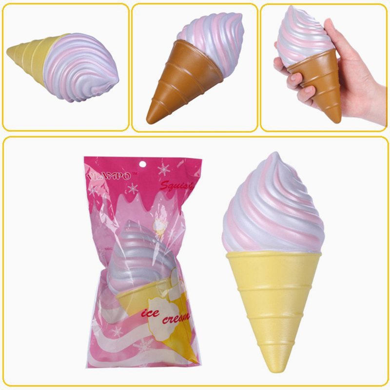 Vlampo Squishy Ice Cream Cone Różowy Biały Powolne Rośnie Oryginalne Opakowanie Kolekcja Gift Decor Toy