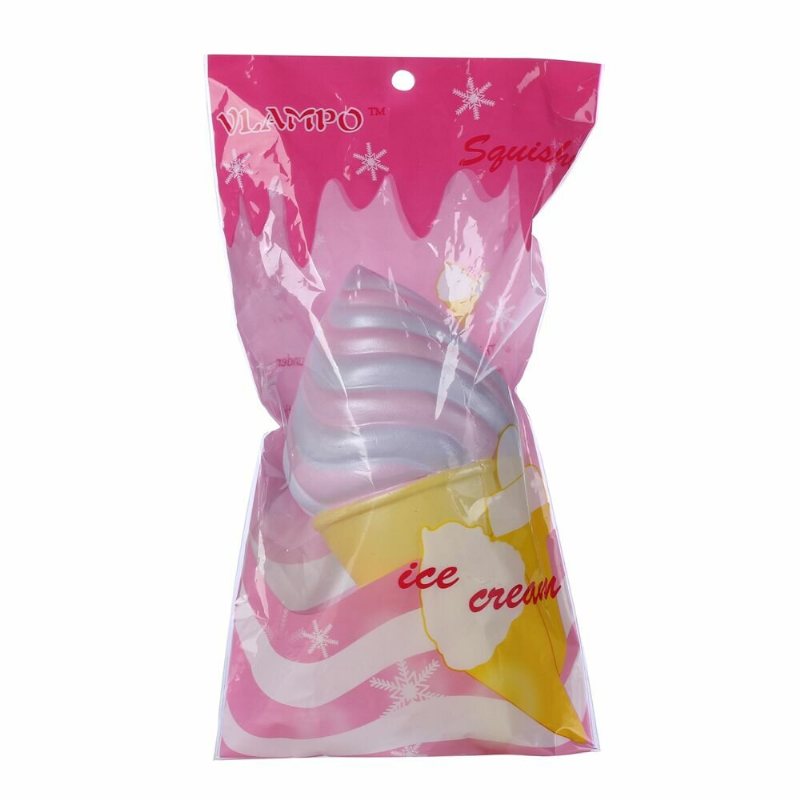 Vlampo Squishy Ice Cream Cone Różowy Biały Powolne Rośnie Oryginalne Opakowanie Kolekcja Gift Decor Toy