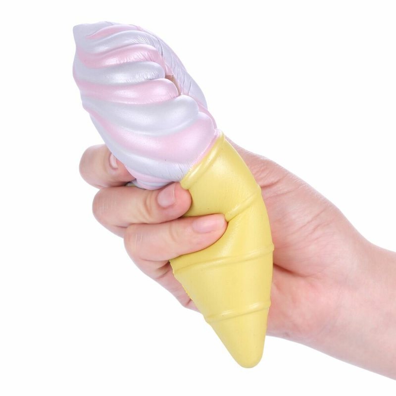 Vlampo Squishy Ice Cream Cone Różowy Biały Powolne Rośnie Oryginalne Opakowanie Kolekcja Gift Decor Toy