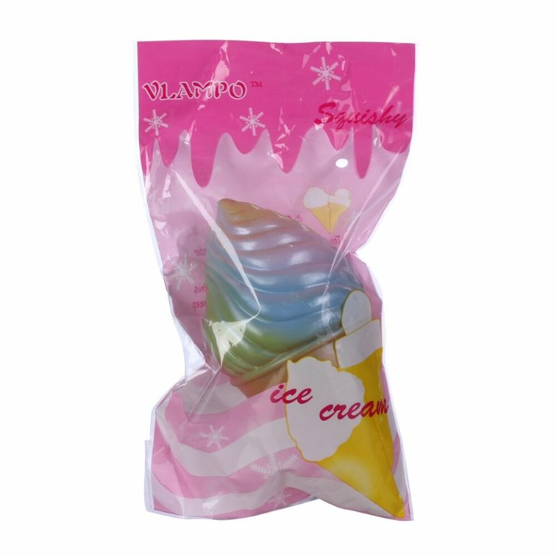 Vlampo Squishy Tęczowe Lody Rożek Powolne Rośnie Oryginalne Opakowanie Kolekcja Gift Decor Toy