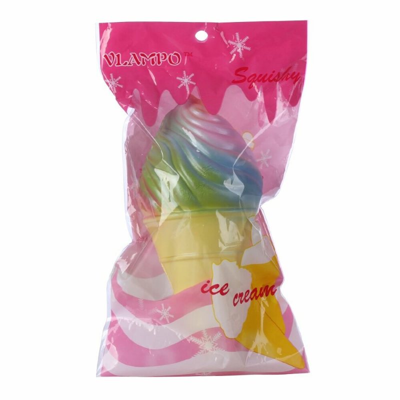 Vlampo Squishy Tęczowe Lody Rożek Powolne Rośnie Oryginalne Opakowanie Kolekcja Gift Decor Toy