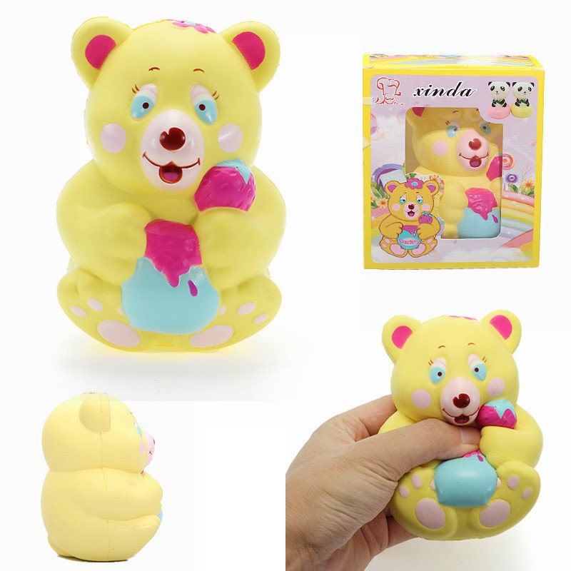 Xinda Squishy Strawberry Bear Holding Honey Pot 12cm Powolny Wzrost Z Opakowaniem Kolekcja Prezent Zabawka