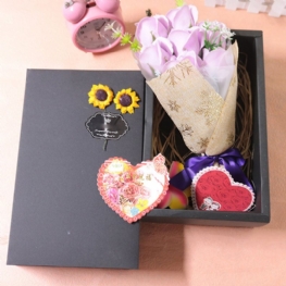 7 Romantycznych Róż Miłosnych Mydlanych Kwiatów Z Czarnym Kartonem Na Prezent Walentynkowy Dla Dziewczyny