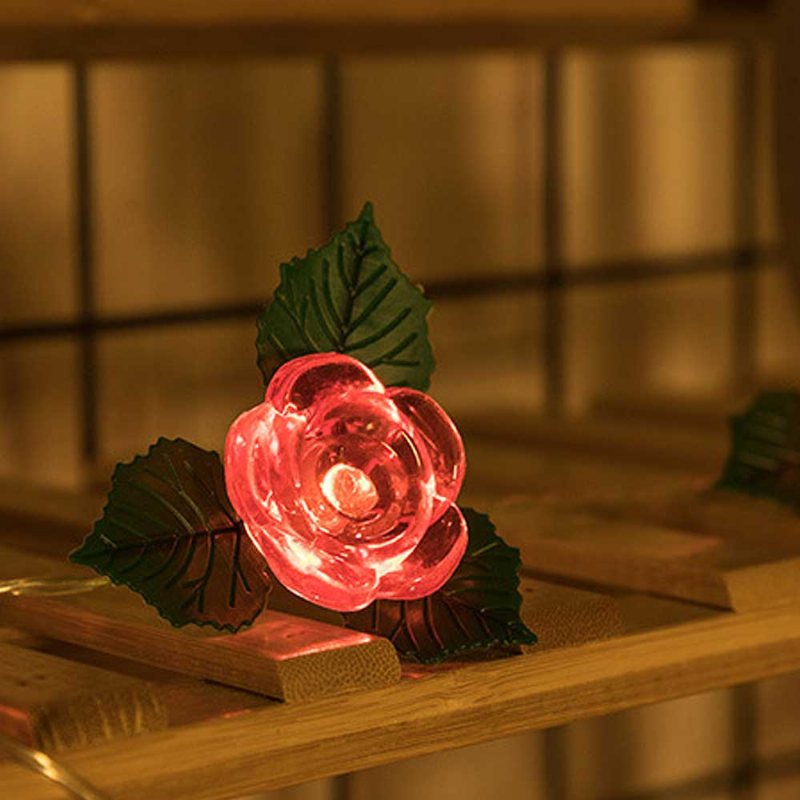 Led Rose Flower String Lights Drut Miedziany Lampki Na Baterie Romantyczna Róża Lampa Na Wesele Strona Główna Urodziny Festiwal Kryty Dekoracje Zewnętrzne