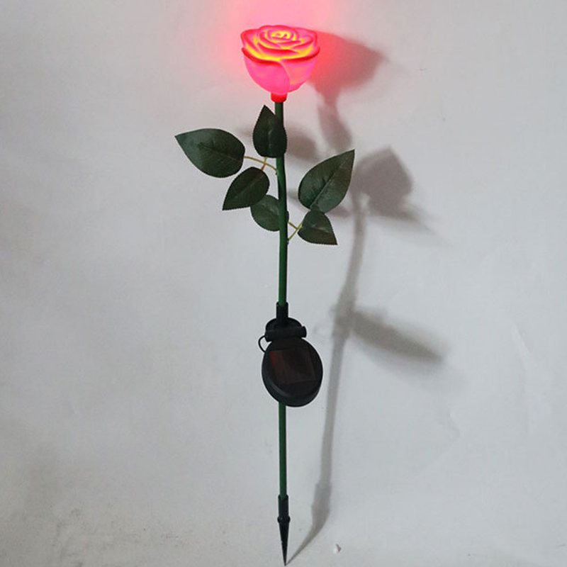 Led Solar Krajobraz Światła Na Zewnątrz Ogrody Dziedziniec Wodoodporne Plastikowe Rose Flower Pattern Lampy Pin Lamp