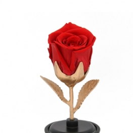 Wieczne Kwiaty Jedwabna Róża Obrotowa Pozytywka Ze Szkłem Dla Żony Kochanka Dziewczyny Rocznica Ślubu Prezent Urodzinowy
