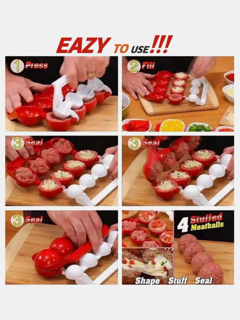 1 Pc Diy Naciśnij Klopsik Fishball Gourmet Mold Kurczak Boczek Quick Maker Gadżet Kuchenny Dostarcza Świąteczne Ciesz Się Narzędziem Kuchennym