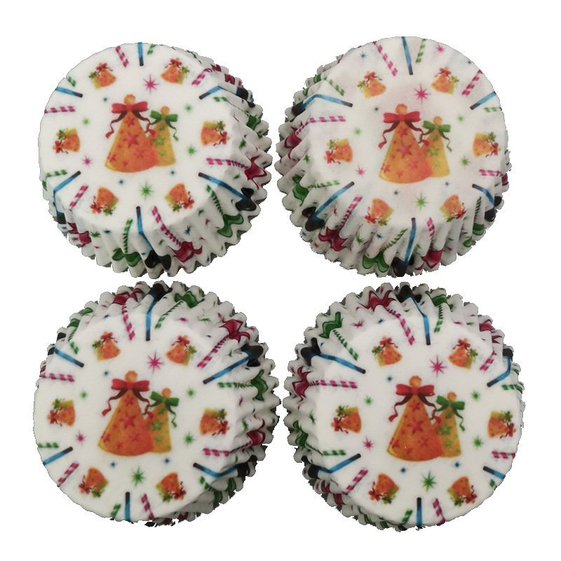 100 Sztuk Muffin Christmas Bell Cupcake Wrapper Papierowe Kubki Jajko Olejoodporne Etui Home Diy Narzędzie Do Pieczenia