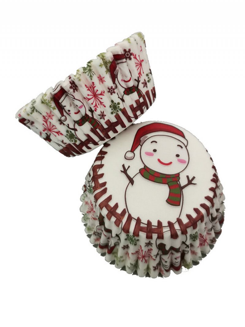 100 Sztuk Muffin Christmas Snowman Cupcake Wrapper Papierowe Kubki Jajko Olejoodporne Diy Dekoracje Do Pieczenia