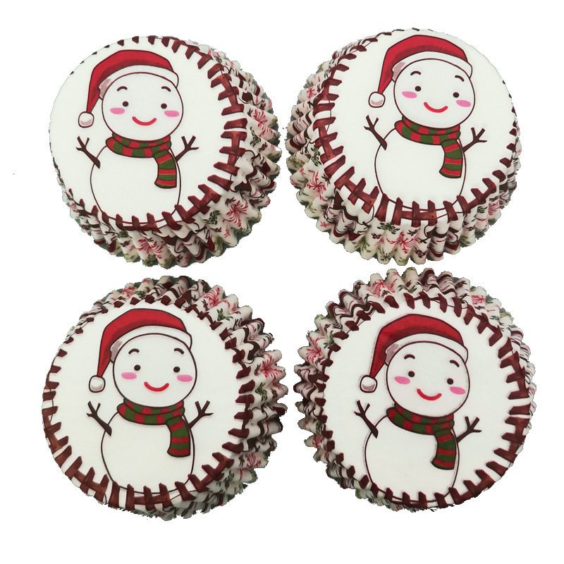 100 Sztuk Muffin Christmas Snowman Cupcake Wrapper Papierowe Kubki Jajko Olejoodporne Diy Dekoracje Do Pieczenia