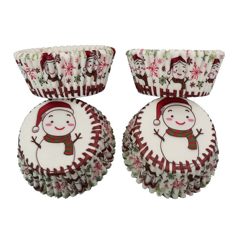 100 Sztuk Muffin Christmas Snowman Cupcake Wrapper Papierowe Kubki Jajko Olejoodporne Diy Dekoracje Do Pieczenia