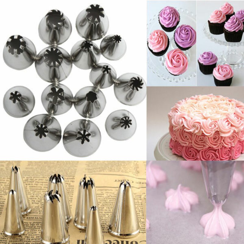 14 Szt. Dysze Do Lukrowania Ze Stali Nierdzewnej Porady Do Ciastek Sugarcraft Tool