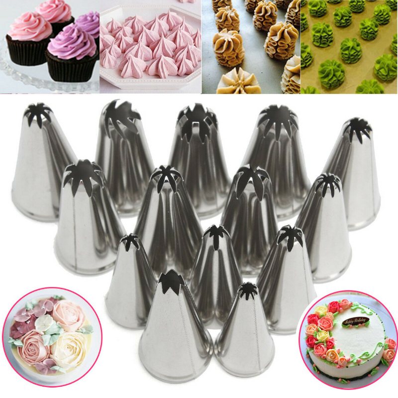 14 Szt. Dysze Do Lukrowania Ze Stali Nierdzewnej Porady Do Ciastek Sugarcraft Tool