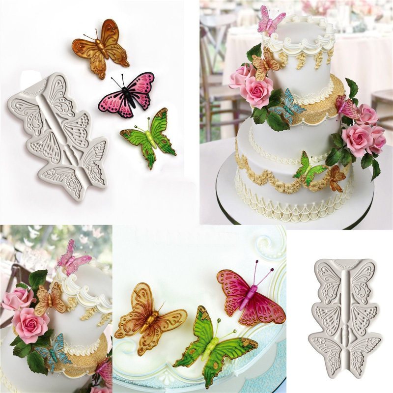 3-otworowy Motyl Silikonowe Formy Do Kremówki Sugarcraft Ciasto Dekorowanie Narzędzia Do Pieczenia