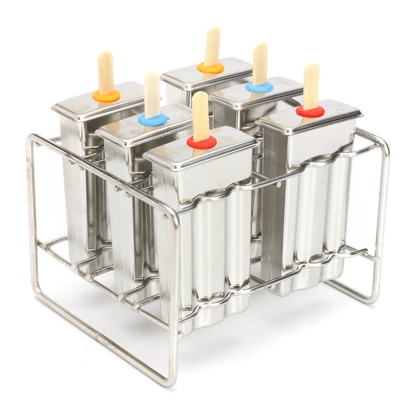 6 Komórek Mrożone Lody Pop Formy Popsicle Maker Lolly Mold Taca Pan Kuchnia Diy