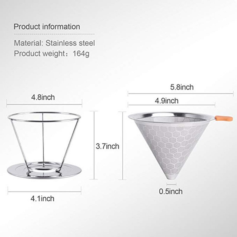 Filtr Do Kawy Ze Stali Nierdzewnej O Strukturze Plastra Miodu Kroplówka Ze Zdejmowanym Uchwytem Na Kubek