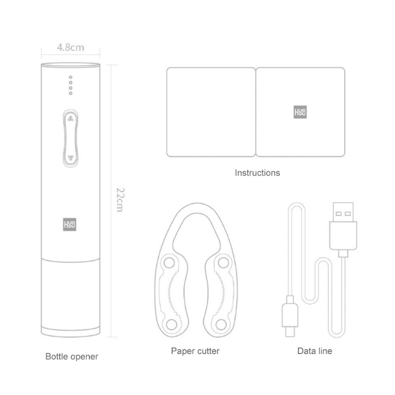 Huohou Elektryczny Korkociąg Otwieracz Do Butelek Usb Do Wina Z Wyświetlaczem Baterii I Niskim Poziomem Hałasu Do Szybkiego Otwierania 6s